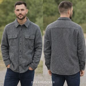 Vintage & Black Shirt Jacket‎ Solid Charcoal Weatherproof Long Sleeve Pocket NEW